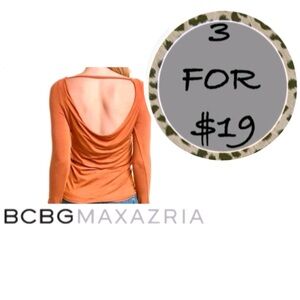 3/$19 BCBGMAXAZRIA Drape Back tunic top blouse
